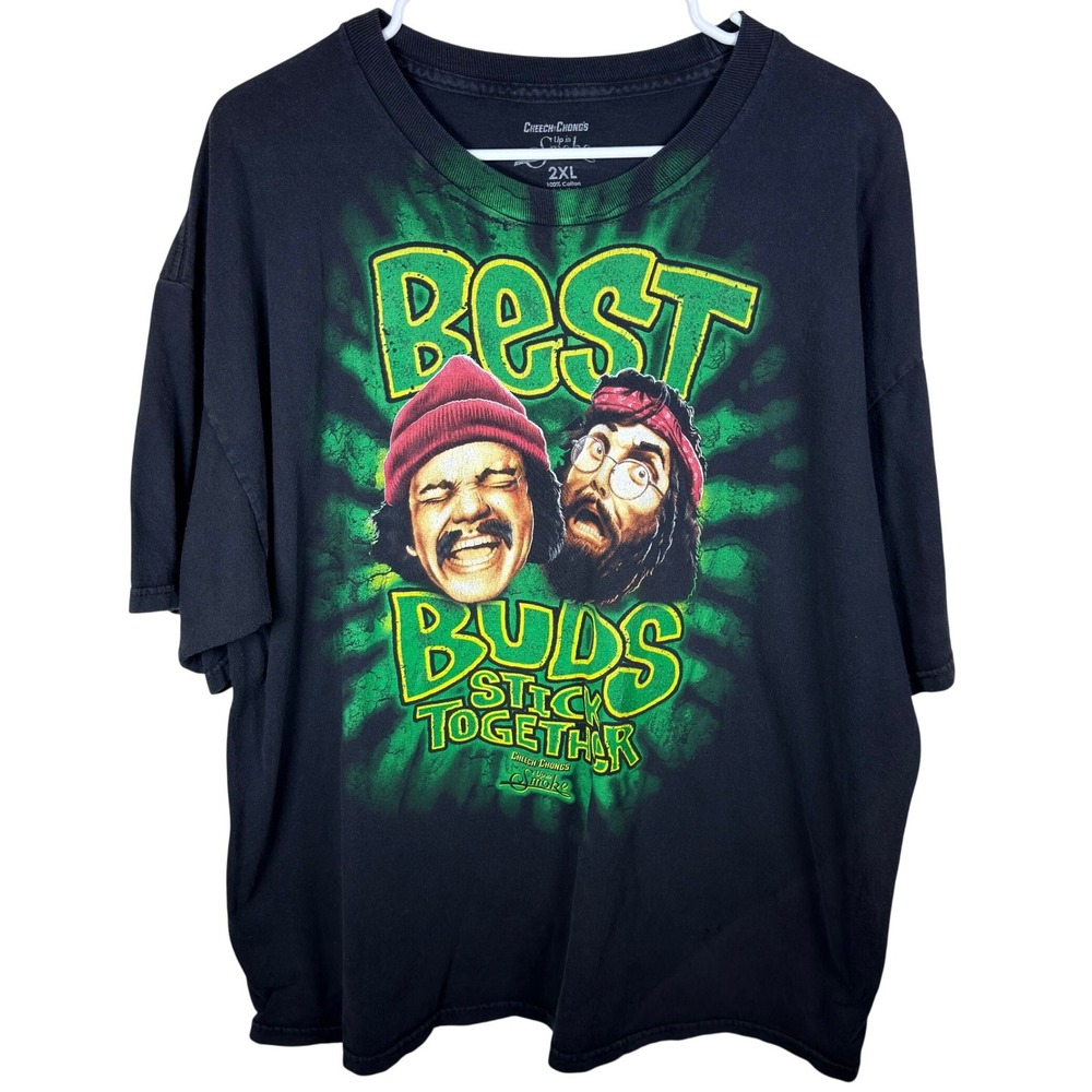 Cheech and Chong Up in Smoke Best Buds T-Shirt Black Green 2XL 2013 Movie Tee